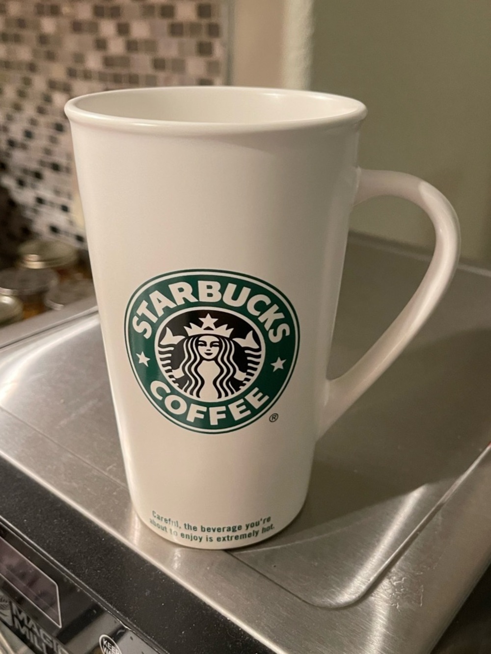 Starbucks 2005 White Mug with Green Logo
